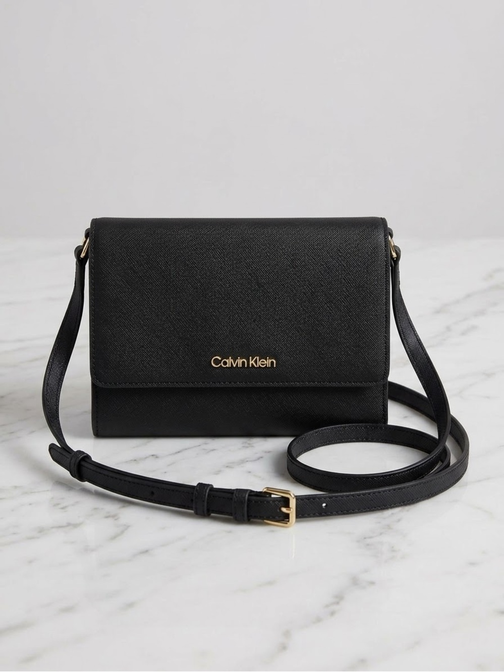 Calvin Klein Black Crossbody Bag with Gold Logo